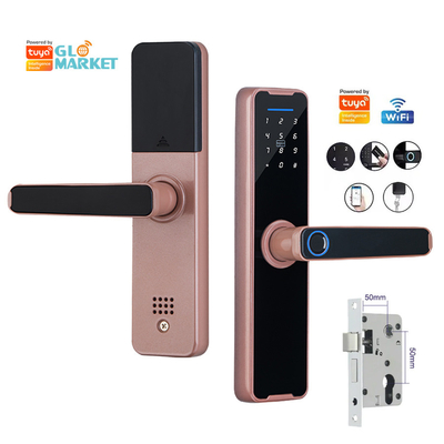 Glomarket Wifi Tuya Smart Door Lock Aluminium Sidik Jari Password Kartu Kunci Buka kunci Biometrik Digital Smart Lock