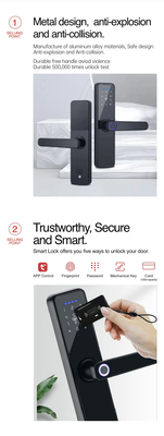 Glomarket Wifi Tuya Smart Door Lock Aluminium Sidik Jari Password Kartu Kunci Buka kunci Biometrik Digital Smart Lock