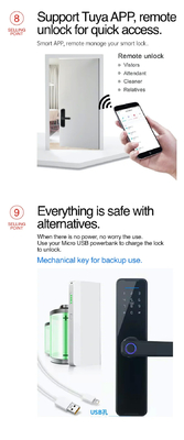 Glomarket Wifi Tuya Smart Door Lock Aluminium Sidik Jari Password Kartu Kunci Buka kunci Biometrik Digital Smart Lock