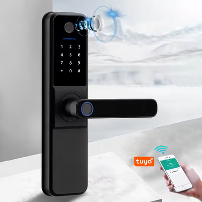 Glomarket Wifi Biometrik Elektronik Tuya App Remote Smart Lock Smart Fingerprint Door Lock Dengan Mata Kucing