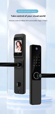 Glomarket Tuya Wifi Sidik jari Digital Password Kunci Pintu Cerdas Remote Control Kunci Cerdas Dengan Kamera