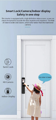 Glomarket Tuya Wifi Sidik jari Digital Password Kunci Pintu Cerdas Remote Control Kunci Cerdas Dengan Kamera