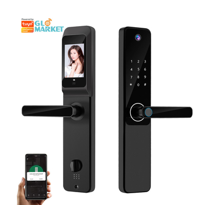 Glomarket Tuya Wifi Sidik jari Digital Password Kunci Pintu Cerdas Remote Control Kunci Cerdas Dengan Kamera