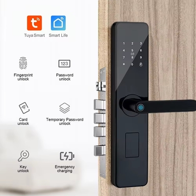 Glomarket Rumah Apartemen Tuya Smart WiFi Kunci Pintu Digital Ponsel APP Remote Control Keamanan Sidik jari Kunci Pintu Cerdas