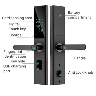 Glomarket Tuya Smart WiFi Kunci Pintu Digital Kode RFID Kartu IC Smartphone Aplikasi Buka kunci Tangan Biometrik Kunci Pintar