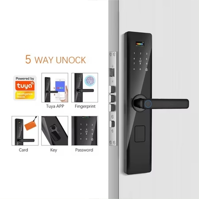 Glomarket Tuya Smart Security Digital Door Lock Biometric Fingerprint Handle Smart Lock Hotel Apartemen Kamar Kunci Harga Pabrik