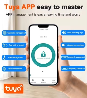 Glomarket Tuya Smart Security Digital Door Lock Biometric Fingerprint Handle Smart Lock Hotel Apartemen Kamar Kunci Harga Pabrik