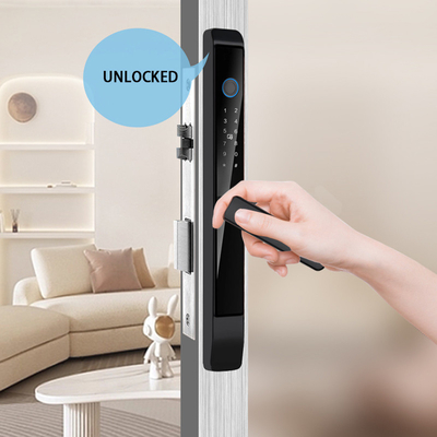 Glomarket Kunci Pintu Luncur Aluminium Luar Ruang Digital Handle Elektronik Ttlock Sidik jari Tuya Kunci pintar tahan air