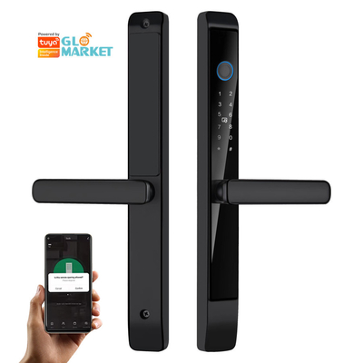 Glomarket Kunci Pintu Luncur Aluminium Luar Ruang Digital Handle Elektronik Ttlock Sidik jari Tuya Kunci pintar tahan air