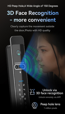 Glomarket Tuya 3d Face Cerradura Inteligente Otomatis Kamera Wifi Listrik Sidik Jari Kunci Pintu Cerdas Digital