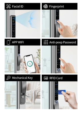 Glomarket Outdoor Electric Keyless 3D Facial Recognition Tuya Digital Password Card Door Lock Waterproof Fingerprint Smart Lock