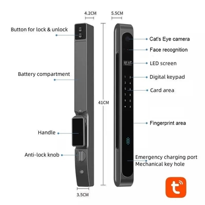 Glomarket Outdoor Waterproof Ip68 Digital Elektronik Tuya Smart Kunci Sidik Jari Aluminium Baja Goresan Kunci Pintu Kaca