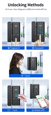 Glomarket Wifi Tuya App Remote Control Smart Fingerprint Glass Door Lock Card Password Face Unlock For Push Pintu Geser