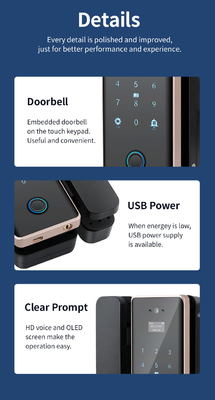 Glomarket Wifi Tuya App Remote Control Smart Fingerprint Glass Door Lock Card Password Face Unlock For Push Pintu Geser
