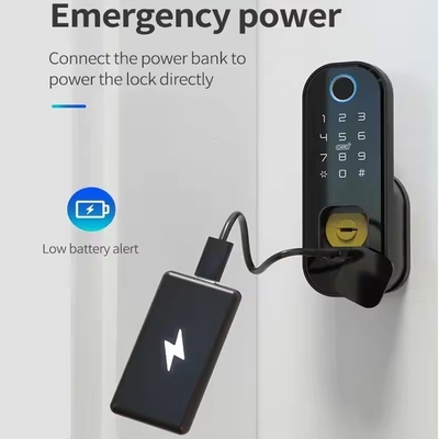 Glomarket Smart Home Waterproof Smart Electric Rim Lock dengan Tuya APP Control WIFI Outdoor Gate Door Fingerprint Smart Lock