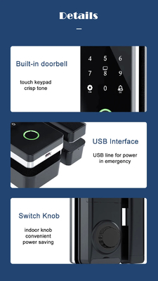 Glomarket Tuya Smart Glass Door Lock Biometric Fingerprint BLE Smart Electronic Lock Untuk Kantor
