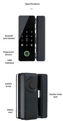 Glomarket Tuya Smart Glass Door Lock Biometric Fingerprint BLE Smart Electronic Lock Untuk Kantor