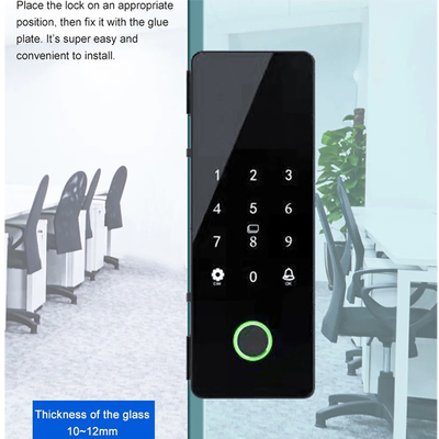 Glomarket Tuya Smart Glass Door Lock Biometric Fingerprint BLE Smart Electronic Lock Untuk Kantor