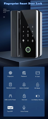 Glomarket Tuya Smart Glass Door Lock Biometric Fingerprint BLE Smart Electronic Lock Untuk Kantor