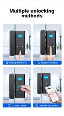 Glomarket Smart Glass Door Lock Wifi Remote Control Tuya aplikasi Office Lock Card Digital Biometric Fingerprint Door Lock