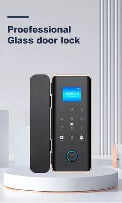 Glomarket Smart Glass Door Lock Wifi Remote Control Tuya aplikasi Office Lock Card Digital Biometric Fingerprint Door Lock