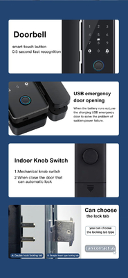 Glomarket Smart Glass Door Lock Wifi Remote Control Tuya aplikasi Office Lock Card Digital Biometric Fingerprint Door Lock