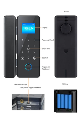 Glomarket Smart Glass Door Lock Wifi Remote Control Tuya aplikasi Office Lock Card Digital Biometric Fingerprint Door Lock