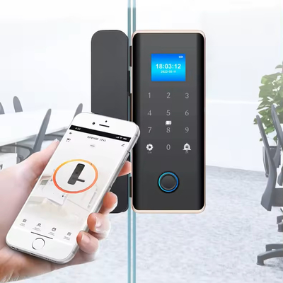 Glomarket Smart Glass Door Lock Wifi Remote Control Tuya aplikasi Office Lock Card Digital Biometric Fingerprint Door Lock