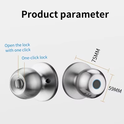 Grosir Glomarket Smart Round Knob Lock Keyless Smart Door Handle Lock Tuya App Control Smart Fingerprint Door Lock