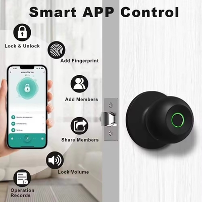 Grosir Glomarket Smart Round Knob Lock Keyless Smart Door Handle Lock Tuya App Control Smart Fingerprint Door Lock