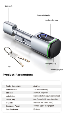 Glomarket Home Smart Door Lock Ttlock Smart Fingerprint Card Key Unlock Adjustable Cylinder Euro Smart Lock Tuya Aplikasi Kunci Pintu