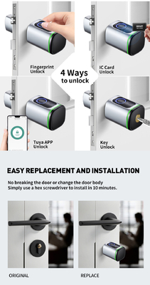 Glomarket Home Smart Door Lock Ttlock Smart Fingerprint Card Key Unlock Adjustable Cylinder Euro Smart Lock Tuya Aplikasi Kunci Pintu
