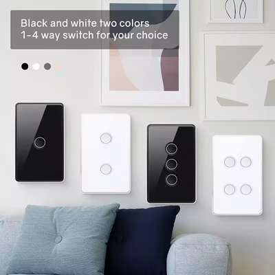 Glomarket Tuya Zigbee/wifi EU Tempered Glass Concave Button Touch Light Switch 1/2/3/4 Gang Wifi Wall Switch Bekerja dengan Google Alexa