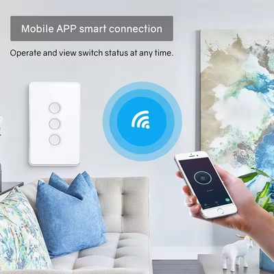 Tuya US Wifi / Zigbee Tempered Glass Concave Button Touch Light Switch 1/2/3/4 Gang Wifi Wall Switch