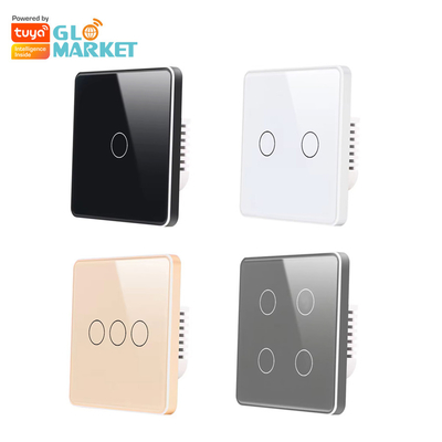 Glomarket Smart EU/UK 1-4Gang Wall Switch WIFI/Zigbee Glass Panel Light Switch Tuya Smart Switch Dengan Google Alexa