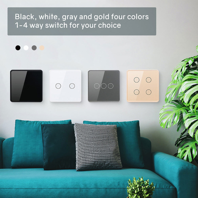 Glomarket Smart EU/UK 1-4Gang Wall Switch WIFI/Zigbee Glass Panel Light Switch Tuya Smart Switch Dengan Google Alexa