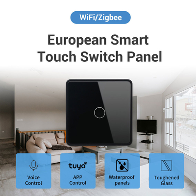 Glomarket Smart EU/UK 1-4Gang Wall Switch WIFI/Zigbee Glass Panel Light Switch Tuya Smart Switch Dengan Google Alexa