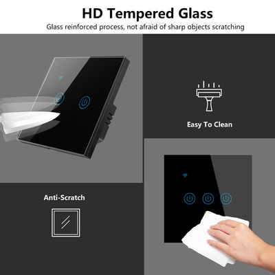 Glomarket EU 1/2/3/4 Gang Tuya Smart Switch Light Alexa Voice Control Touch Glass Wall Wireless WiFi Switch Listrik