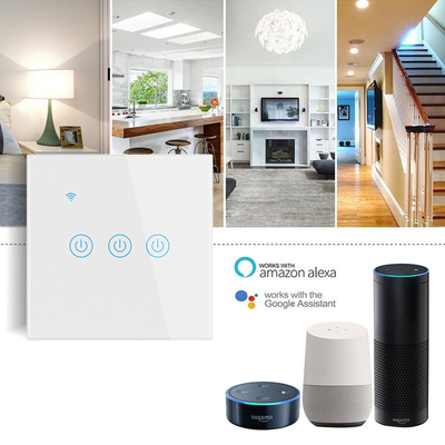 Glomarket EU 1/2/3/4 Gang Tuya Smart Switch Light Alexa Voice Control Touch Glass Wall Wireless WiFi Switch Listrik
