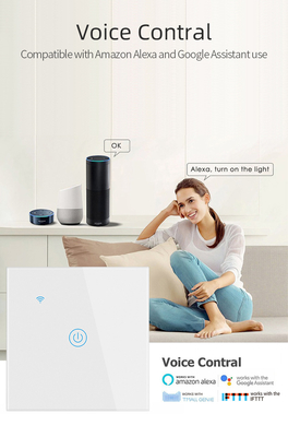 Glomarket EU 1/2/3/4 Gang Tuya Smart Switch Light Alexa Voice Control Touch Glass Wall Wireless WiFi Switch Listrik