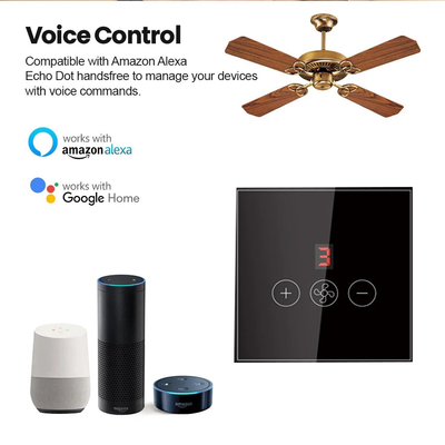 Glomarket Tuya Smart Wifi Ceiling Fan Switch Eu Standar Glass Touch Wall App Remote Control Pengganti Kecepatan Kipas Listrik
