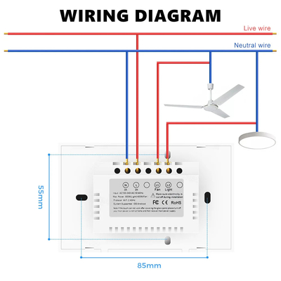 Glomarket Tuya Wifi Fan Light Switch Touch 3 In 1 Switch 5 Speed Adjustment Ceiling Fan Switch Untuk Alexa Google Home