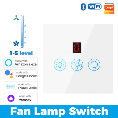 Glomarket Tuya Wifi Fan Light Switch Touch 3 In 1 Switch 5 Speed Adjustment Ceiling Fan Switch Untuk Alexa Google Home