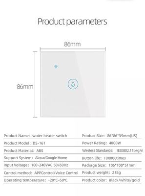 Glomarket Smart Home Remote Voice Control Panel sentuh pemanas air Switch Tuya Wireless Wifi Boiler Switch