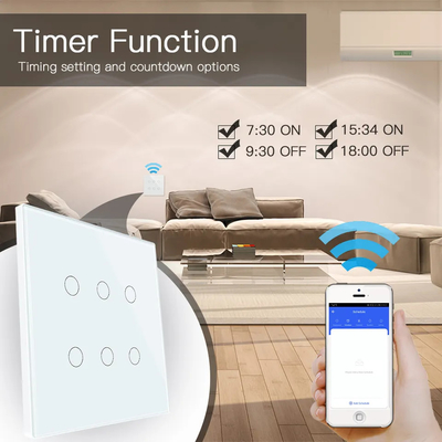 Glomarket Smart Wifi Brasil 118*124 Switch Bekerja dengan Asisten Google Alexa Tuya Smart Light Switch untuk Rumah