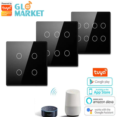 Glomarket Smart Wifi Brasil 118*124 Switch Bekerja dengan Asisten Google Alexa Tuya Smart Light Switch untuk Rumah