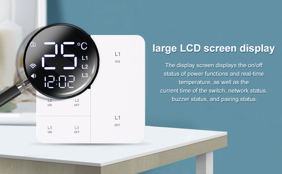 Glomarket Tuya Wifi Smart Wall Light Switch 1/2/3 Gang Support Voice/app/touch Control Dengan Layar Tampilan Suhu