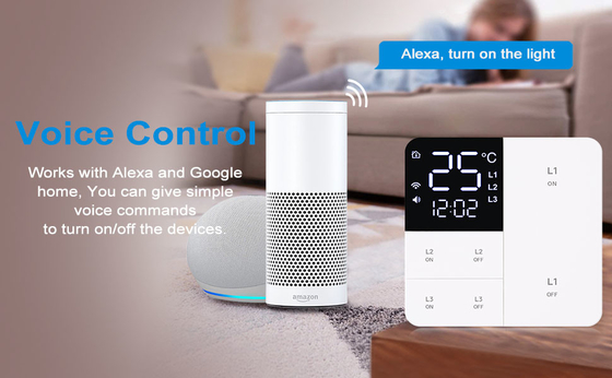 Glomarket Tuya Wifi Smart Wall Light Switch 1/2/3 Gang Support Voice/app/touch Control Dengan Layar Tampilan Suhu