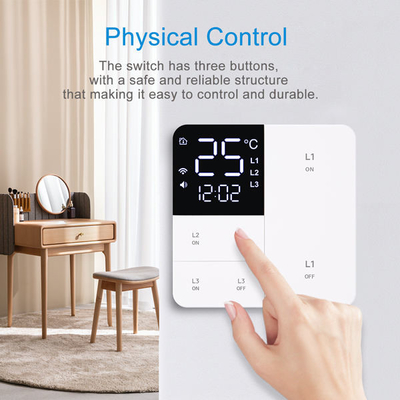 Glomarket Tuya Wifi Smart Wall Light Switch 1/2/3 Gang Support Voice/app/touch Control Dengan Layar Tampilan Suhu