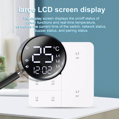 Glomarket Tuya Wifi Smart Wall Light Switch 1/2/3 Gang Support Voice/app/touch Control Dengan Layar Tampilan Suhu